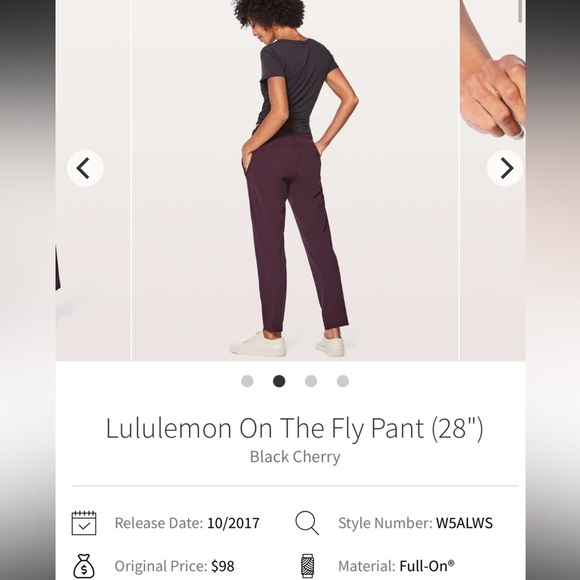 Lululemon On The Fly Pant 28” Black Cherry Size 4 - Picture 7 of 7